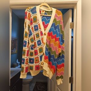 Farm Rio Crochet Cardigan Sweater XL
